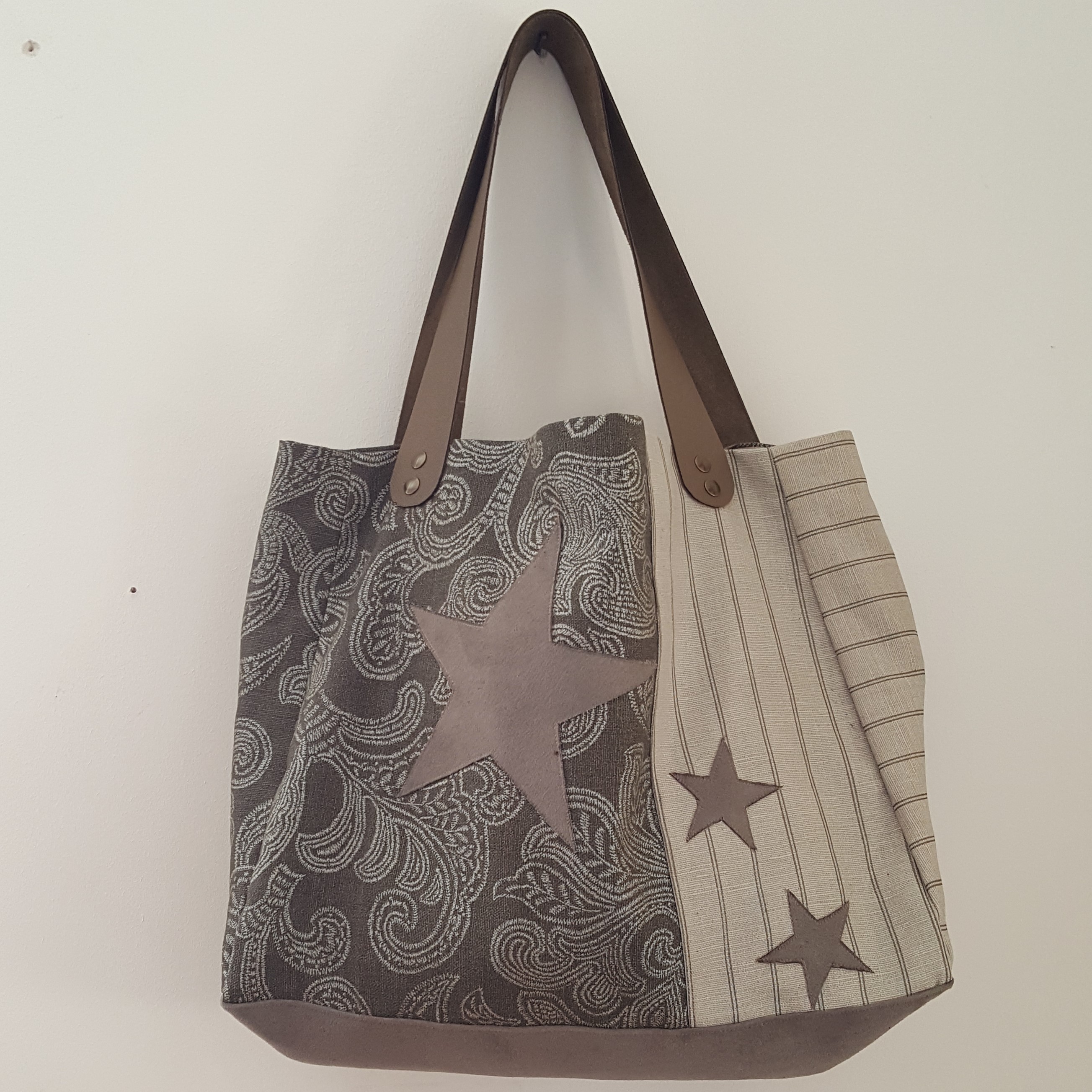 sac étoile taupe lin