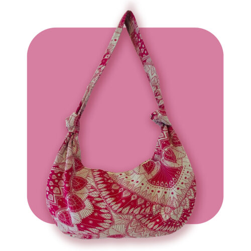 Sac à noeuds imprimé Fushia blanc